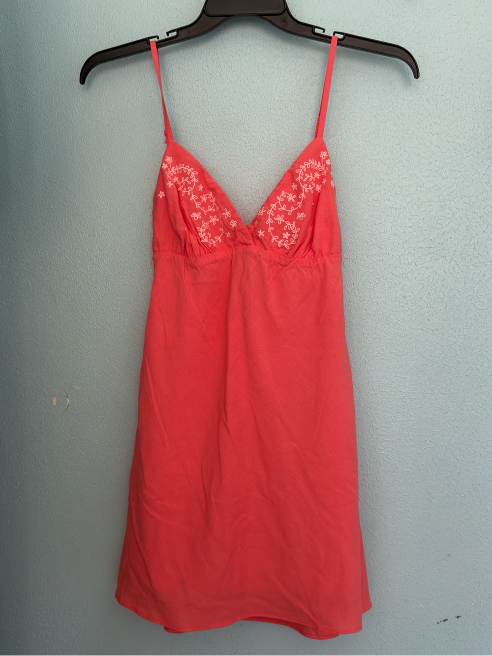 No Boundaries Coral Slip with White Floral Embroidery